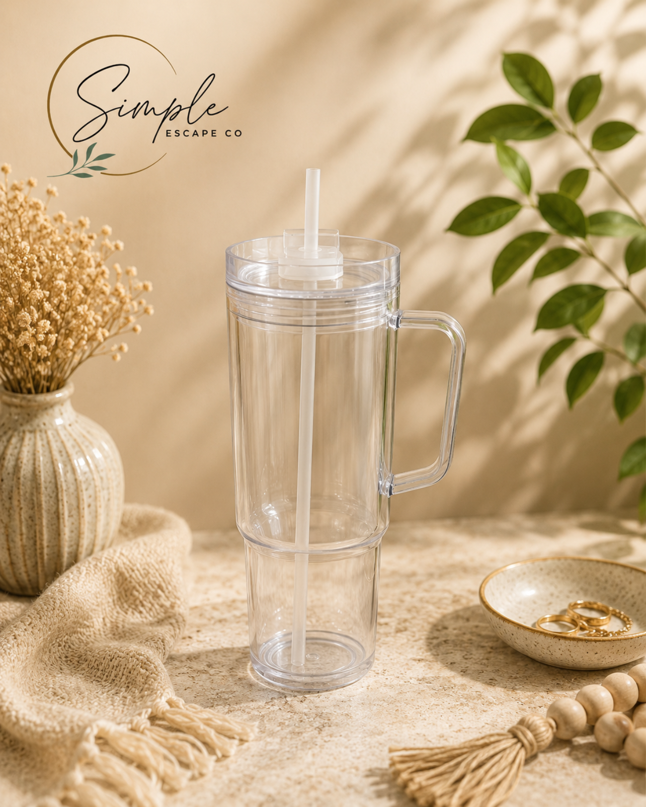 40oz Acrylic Double Wall Tumbler w/ handle