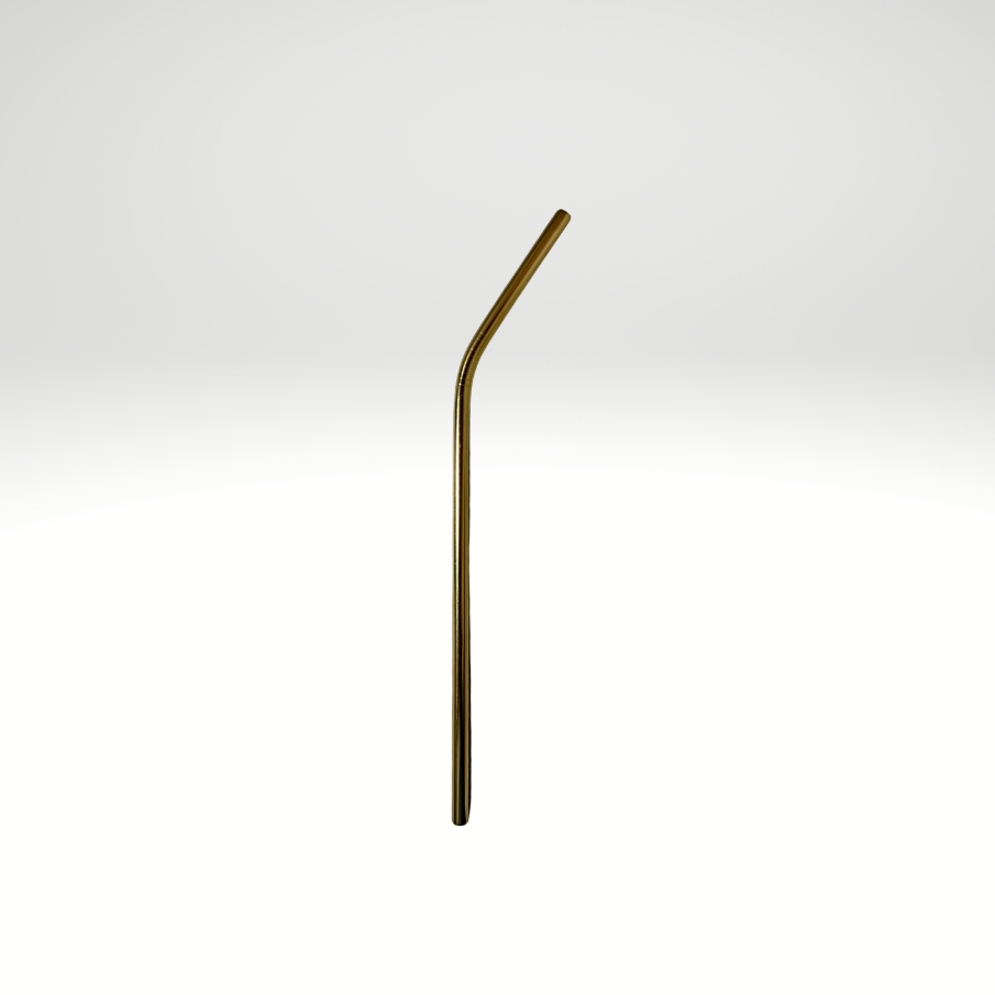#1008 - 8.5in Gold Curved Metal Straw
