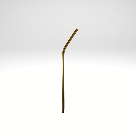 #1008 - 8.5in Gold Curved Metal Straw