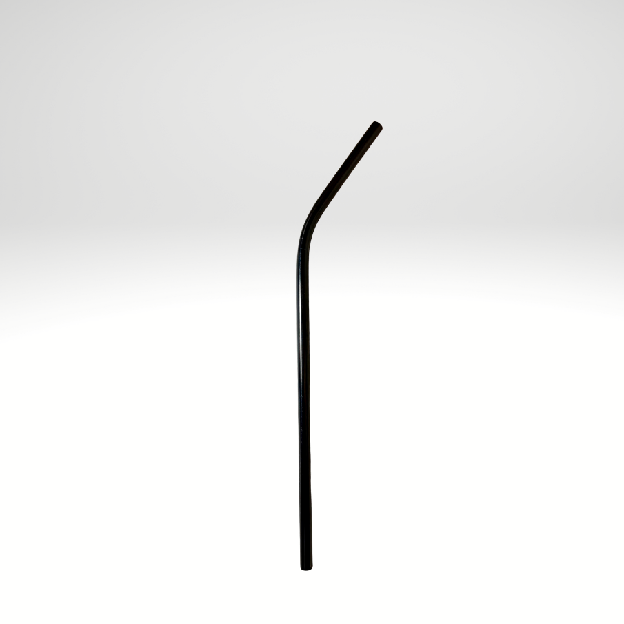 #1000 - 8.5in Black Curved Metal Straw