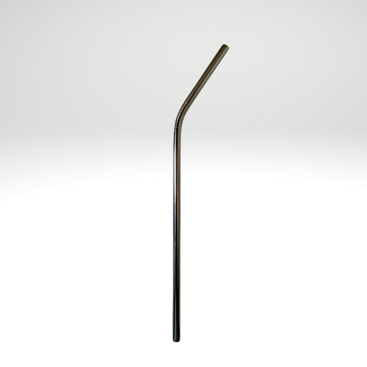 #1020 - 8.5in Silver Curved Metal Straw